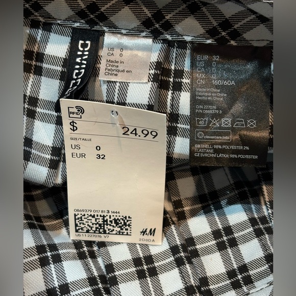 New with Tags Divide H&M Plaid Skirt‎ Sz 0 - Picture 5 of 7
